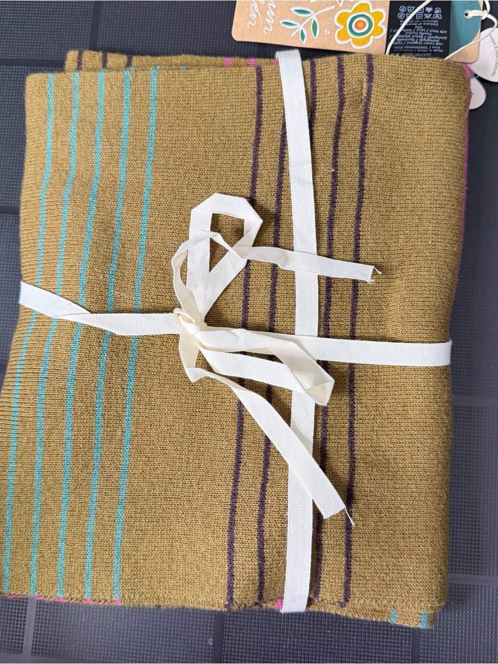 Gudrun Sjoden Sylvi Rib Knit Scarf Organic Cotton Wool Multicolor Striped NWT - Picture 4 of 6